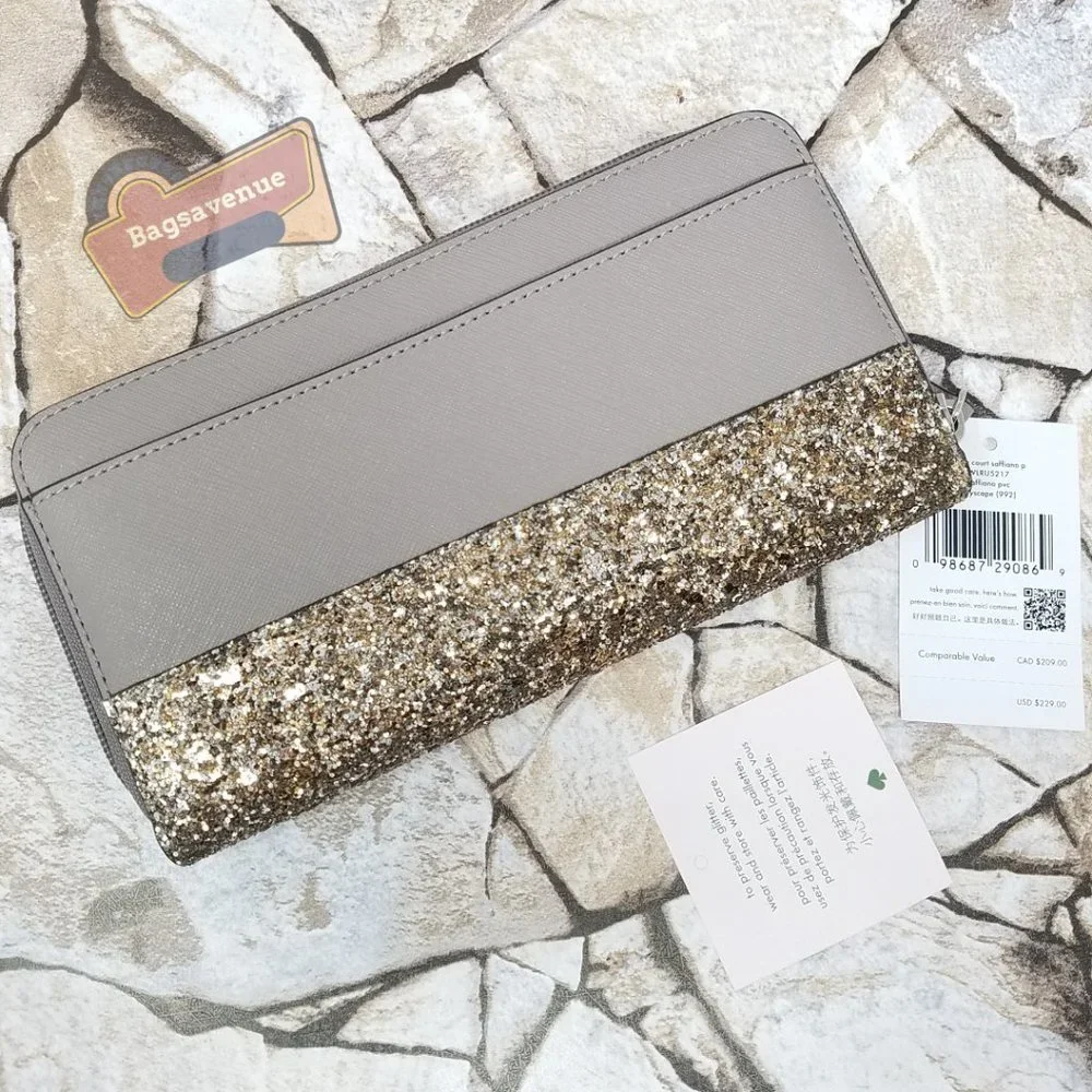 #bagsavenue pvc saffiano greta court neda Grey wallet cityscape Kate Spade - Picture 5 of 10